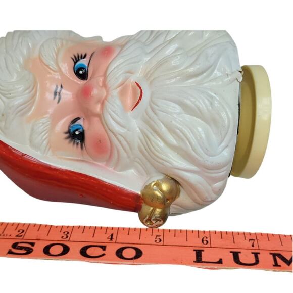 7" 50s MCM Vintage Wind Up Rotating Musical Traditional Santa Head - Picture 6 of 9